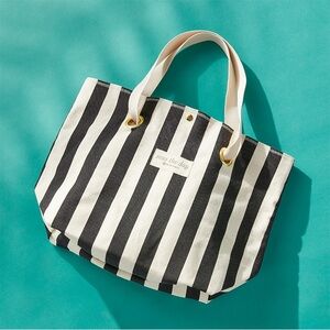 Chic Black and White Striped Tote by Seas the Day